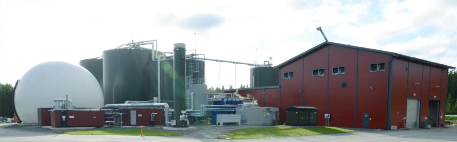 Kuva Biotehdas-verkoston esimerkkilaitoksesta VamBion biokaasulaitos, Huittinen 120 000 kg