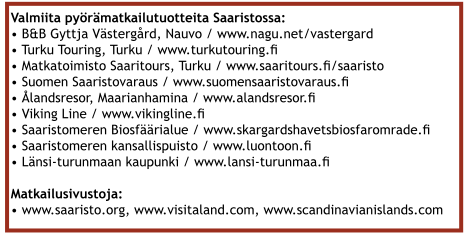 SAARISTON RENGASTIE MATKAILUTUOTTEENA: ESIMERKKINÄ PYÖRÄMATKAILU Saariston Rengastie on osa Pyöräillen Suomessa pyöräreitistöä Rengastien vuosittaisesta 20 000 kiertäjistä pyöräilijöiden määrä on n.