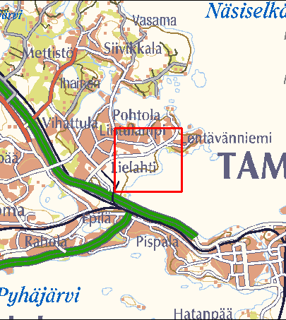 Sijaintikartta Entisen sahan alue Mittakaava 1:10000 0