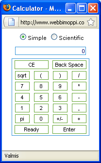 7 Voit käyttää laskinta joko nelilaskin toiminnolla (Simple) tai funktiolaskin toiminnolla (Scientific). 1.