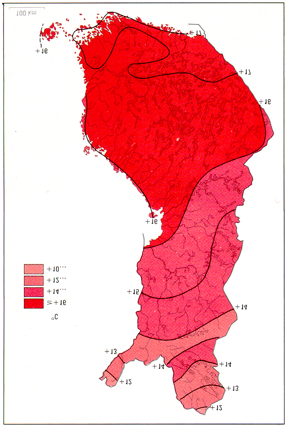 4 Kuva 6. Toukokuun keskilämpötila. Kuva 7. Kesäkuun keskilämpötila. Kuva 8. Heinäkuun keskilämpötila.