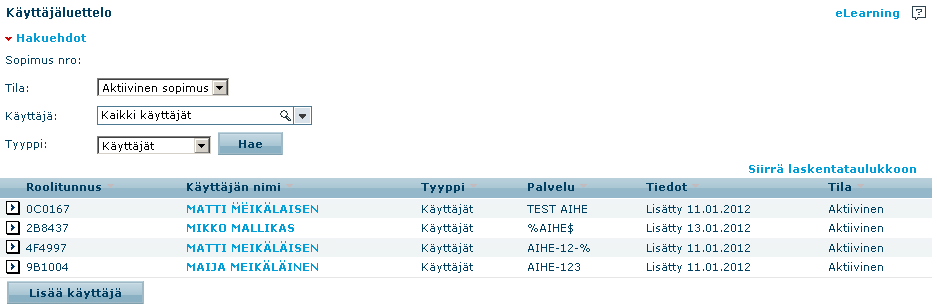 Sivu 3 / 23 1. KÄYTTÄJÄLUETTELO Business Onlinen käyttäjien tietoja ja käyttövaltuuksia voi katsella valitsemalla Business Onlinen ylävalikosta Käyttöasetukset > Käyttäjähallinta > Käyttäjäluettelo.