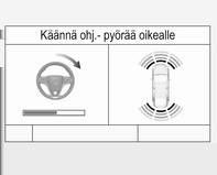 Ajaminen ja käyttö 195 Toiminta Kun autolla ajetaan pysäköityjen autojen rivin ohi ja järjestelmä on toiminnassa, kehittynyt pysäköintiavustin alkaa etsiä sopivaa pysäköintipaikkaa.