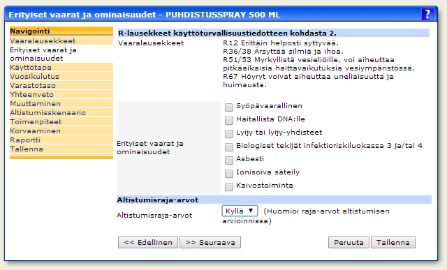 60 eli DNA:lle haitalliset ominaisuudet. Koska kyseessä on useassa eri maassa toimiva ohjelmisto, osa kohdista on tehty täyttämään jonkun muun maan lainsäädännön vaatimus.