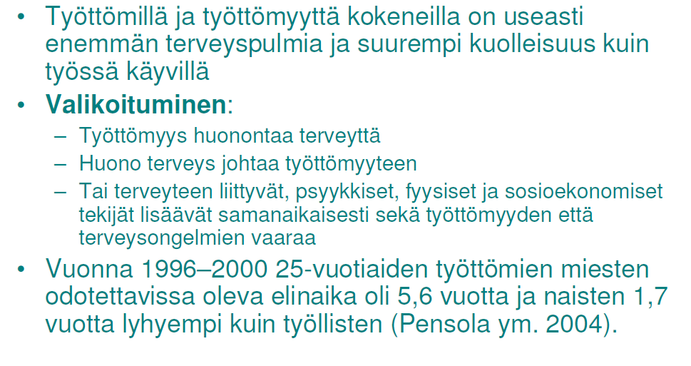 Terveyskuilu: Työttömät ja