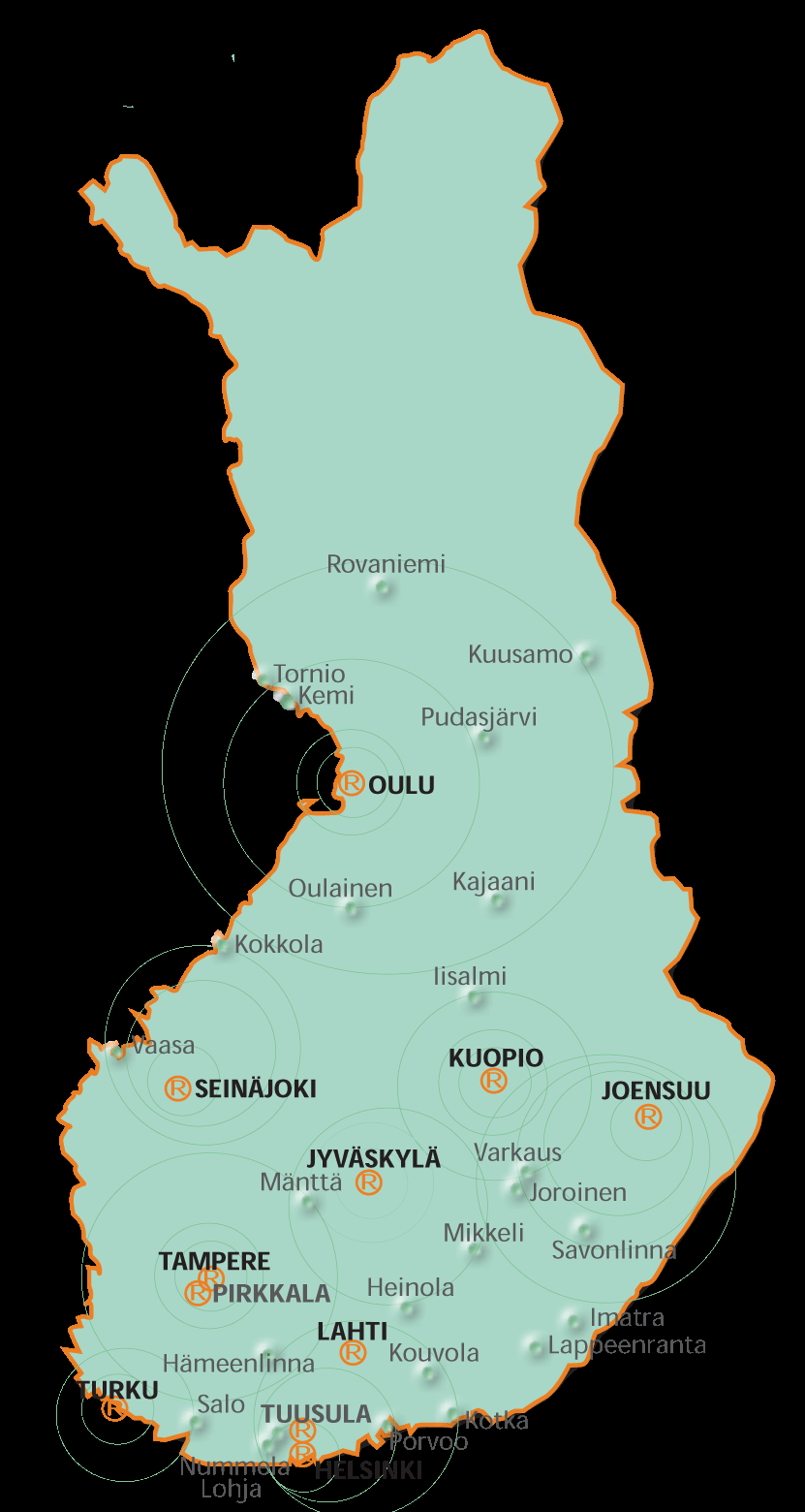 Koko maan verkosto Lähes 200 terveydenhuollon ja apuvälinealan asiantuntijaa Osaamiskeskukset ja myymälät kahdeksalla paikkakunnalla