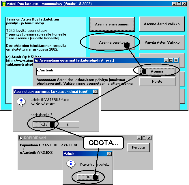 Päivityksen asentaminen Päivitys sisältää Cd-levyn (11.10.2006 tai uudempi). Cd levyltä voi tehdä päivityksen lisäksi ensiasennuksen uuteen koneeseen.