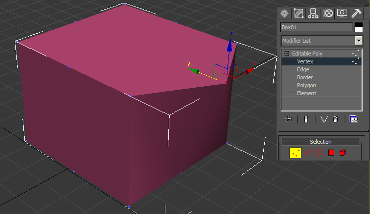 pin työkalut ovat hiukan erilaiset, mutta pääosin samat työkalut löytyvät jokaiselta. Vertex Vertex tuo esiin geometristen muotojen liitospisteitä.