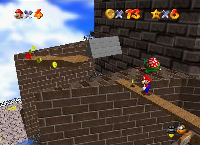 Konsolien 64-bittinen aika alkoi, kun Nintendo julkaisi Nintendo 64 -pelikonsolin vuonna 1996 (43 ; 44). Konsolin julkistamispeli, Super Mario 64 (Kuva 4.