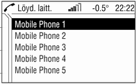 142 Johdanto Kun matkapuhelin on pantu adapteriin, puhelimen valikko tai BluetoothTM valikko ilmestyy näytölle. Jos matkapuhelin ei ole lukittunut adapteriin, näyttöön tulee BluetoothTM-valikko.