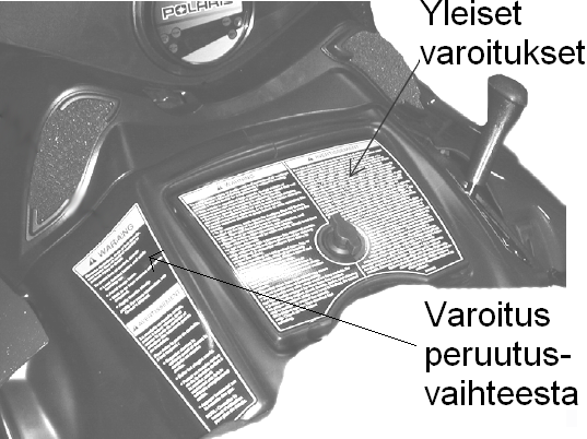 TURVALLISUUS Varoitustarrat ja niiden sijainti VAROITUS!