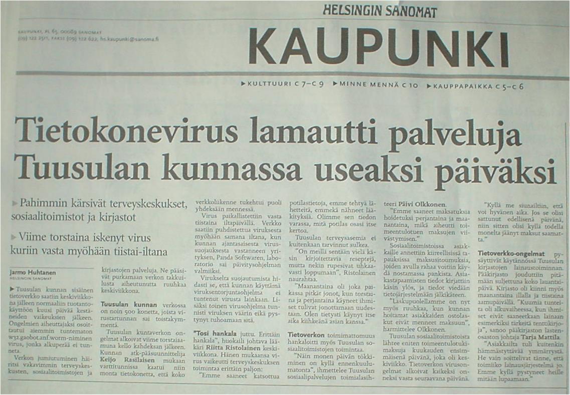 ..virus vaikeutti terveyskeskuksen toimintaa erittäin paljon..." ".