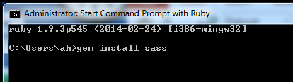 http://sass-lang.com/install asenna koneeseen Ruby-kielen tulkki (http://www.rubyinstaller.