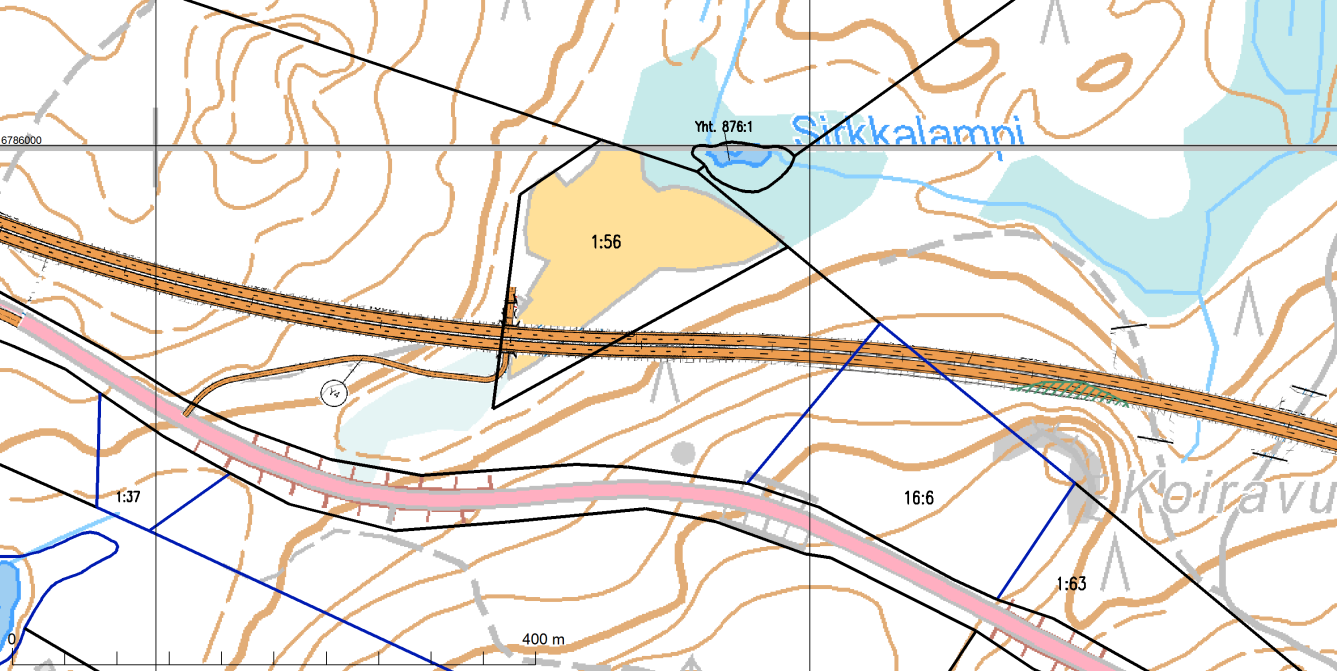 Kohdekortti 2 / Kiinteistöjärjestelysuunnitelma Tiesuunnitelma VT 13:n parantamiseksi Myttiömäen kohdalla Savitaipaleella Kiinteistöjen järjestelyjä, paaluväli 1500-2000 Uusi tielinjaus pirstoo