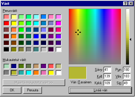 sijoittaa väripalkin näytöllä ylös, vasemmalle, alas tai oikealle valita palkkien lukumäärän (1-5) muuttaa väripalkin ruutujen kokoa (16 100 pikseliä). 1.3.