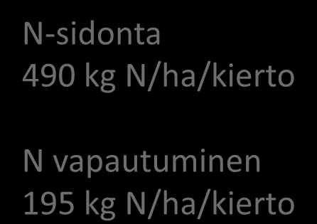 ++++++++++++++++++++++ +++++++++++++++ +++++ +++++ +++ Biologinen typensidonta, esikasvivaikutus ja viljelykiertovaikutus viljelykierron typpihuollossa 300 250 N kg/ha 225 165 N-sidonta 490 kg