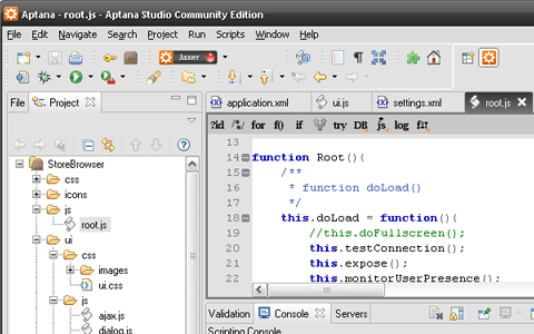 37 Aptana Studio Aptana Studio 1.1 on ilmainen sovelluskehitin HTML- ja Ajax-sovellusten ohjelmointiin (Kuva 8).