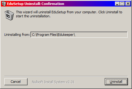 8 Ohjelman poistaminen Asennusvelho luo samaan hakemistoon EduKeeper tiedoston kanssa asennuksen poisto-ohjelman uninstall.exe.