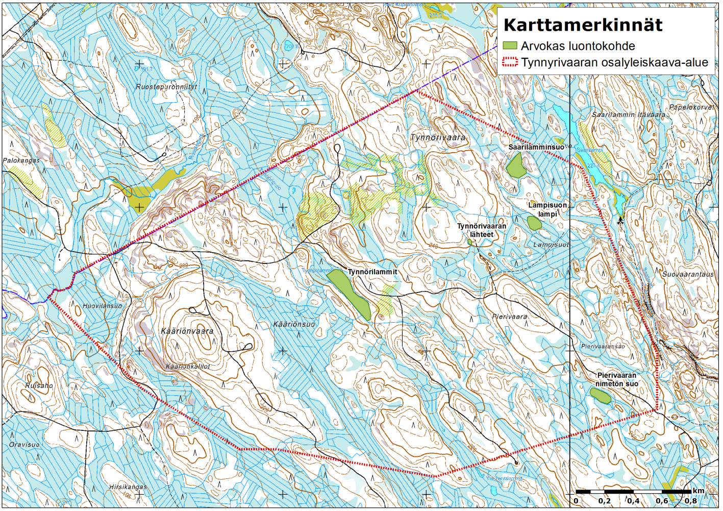 FCG SUUNNITTELU JA TEKNIIKKA OY Kaavaselostus 24 (66) Tynnörilammit ovat kaksi pientä lampea, joiden rämelaidesuot on ojitettu.