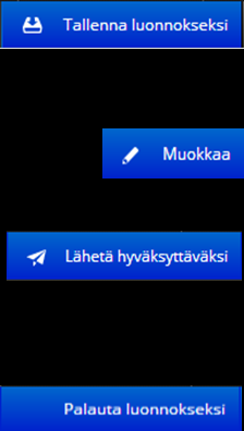5/5 Tallenna ja lähetä hyväksyttäväksi 1. Kun ennakkosuunnitelman pakolliset tiedot on täytetty, tallenna se Tallenna luonnokseksi painikkeesta 2.