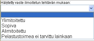 N-58 (68) N.2.8 Resurssien riittävyys N.2.8.1 Hälytetty vaste ilmoitetun tehtävän mukaan Kirjataan oliko hälytetty vaste määritelty riittäväksi tehtävään ja kohteeseen