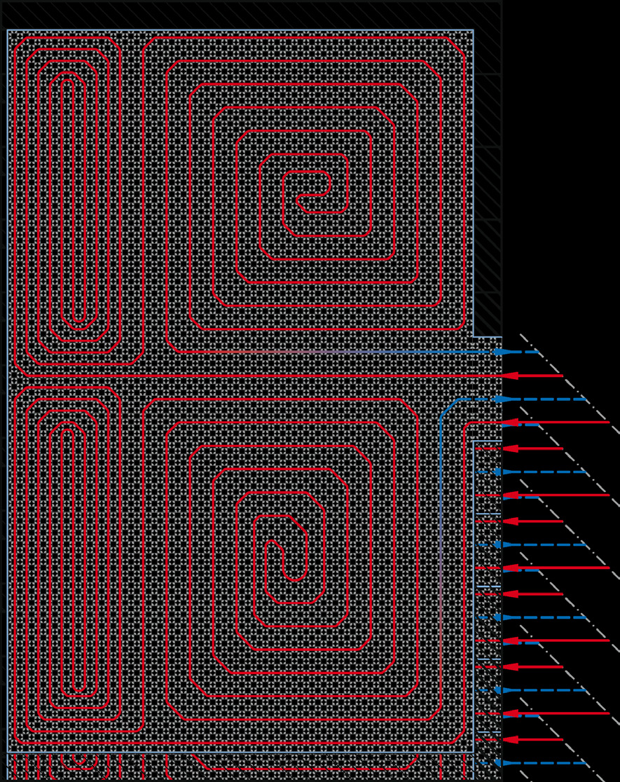 Basic -järjestelmät Sovellus Application Sheet BasicGrip - Conservatory Conservatory Heating Circuit 1 Heating Curcuit 2 Legend Pipe layout: EZ 100 (CC = 100