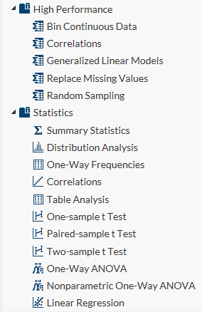 Valikkotyökalut / Taskit Löytyy valmiita työkaluja tai voi muokata / rakentaa oman työkalun Statistics -otsikon alla vain