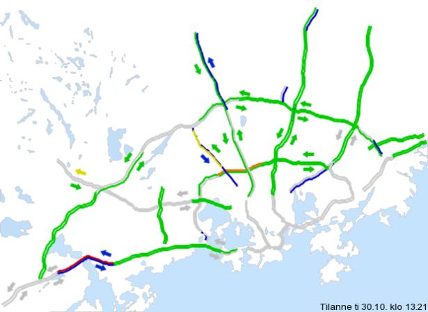 ulospäin suuntautuvaa liikennettä pääväylillä Erityisesti 4- ja 5-tie
