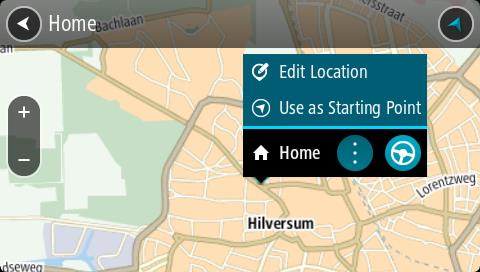 2. Valitse Omat paikat. Omien paikkojen luettelo avautuu. 3. Valitse paikka, johon haluat navigoida, esimerkiksi koti. Valitsemasi paikka näkyy kartassa ponnahdusvalikon kanssa. 4.