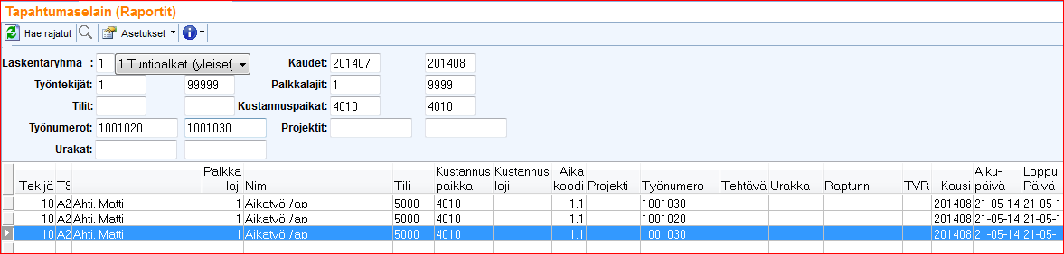 Tapahtumaselain raportti Mahdollista