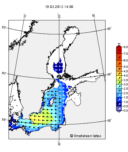 Meriennustedatat Aaltomalli WAM (Wave Model) Tuorein 48 h