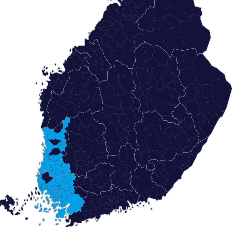 Liite 1. Luuppi-kyselyyn vuonna 2012 vastanneet kunnat (vaalean sinisellä).