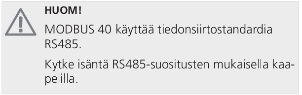 Etähallinta ja ohjaus MODBUS 40 Tarkemmat ohjeet