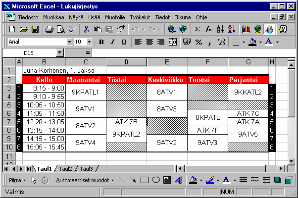 Taulukkolaskenta (2. kerta) voit muuttaa valikkokomennolla Muotoile/Solut (Ctrl+F1). Myös hiiren 2-näppäin maalatulla alueella tuo esiin valikon, josta löytyy myös vastaava komento.