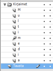 Tekstin muokkaaminen Text-työkalulla kirjoitetusta tekstistä voidaan muokata animaatioihin soveltuvia osia Esim.