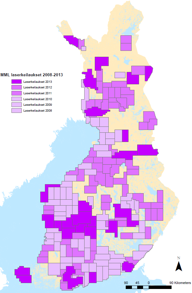 Kuva 7: Valtakunnallista korkeusmallituotantoa varten