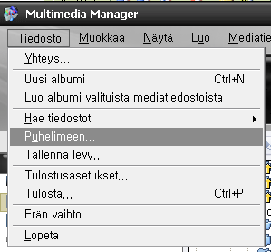 9.5.3. Näytä puhelin Multimedia Managerilla voi tarkastella puhelimen ruudussa olevia tiedostoja seuraavassa kuvatulla tavalla.