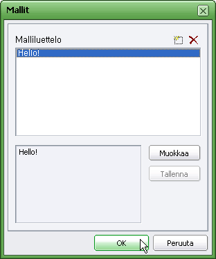 Uutta viestiä luodessa mallit voidaan hakea seuraavasti.