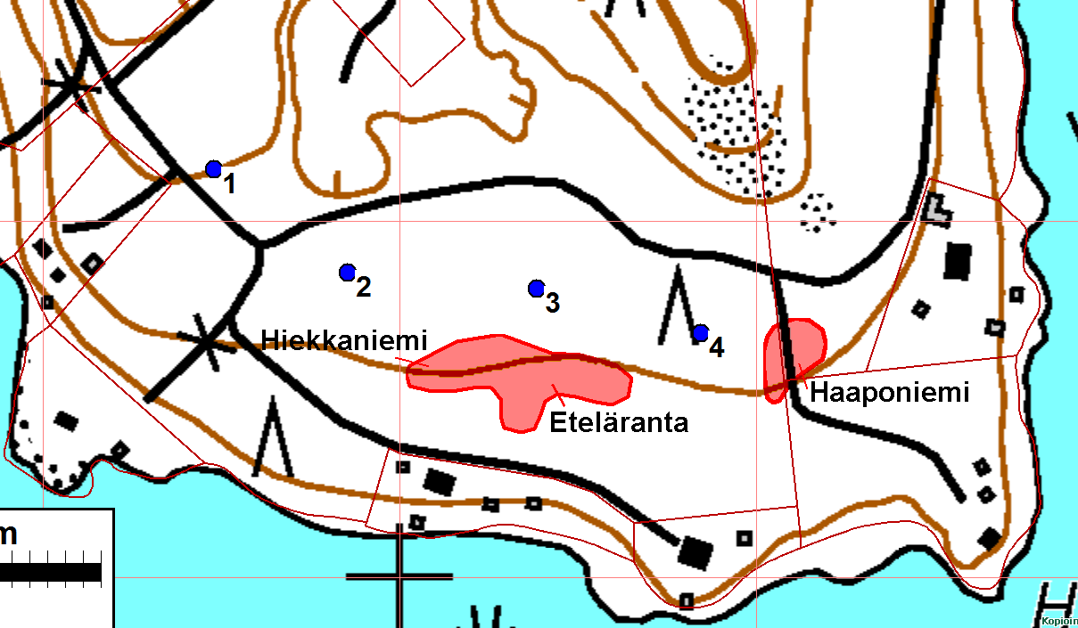 3 Yleiskartat Muinaisjäännösrajaukset punaisella nyt vuonna 2014 tehdyn