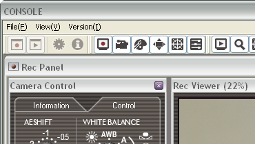 CONSOLE-ohjelmiston 2-14 [Version/Versio]-valikko Main Toolbar / Päätyökalurivi 1 2 3 4 1 1 Näyttää versio- ja lisenssitiedot.