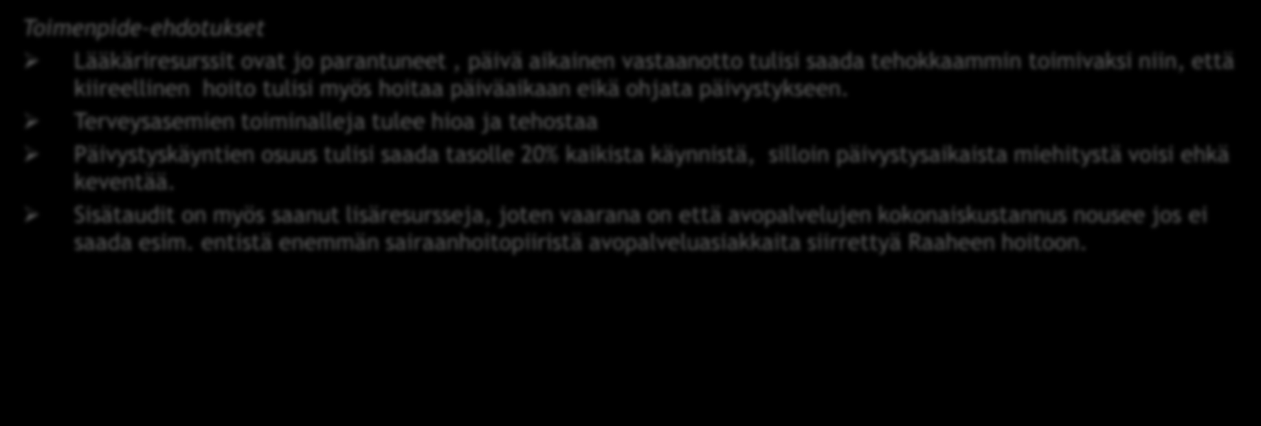 Vastaanottopalvelut VASTAANOTTOPALVELUIDEN YHTEENVETO MILTÄ TUOTERYHMÄN KUSTANNUKSET JA KÄYTTÖ NÄYTTÄVÄT KUNTAVERTAILUSSA? Vastaanottopalvelujen resurssit ovat niukat ja päivystyspainotteiset.