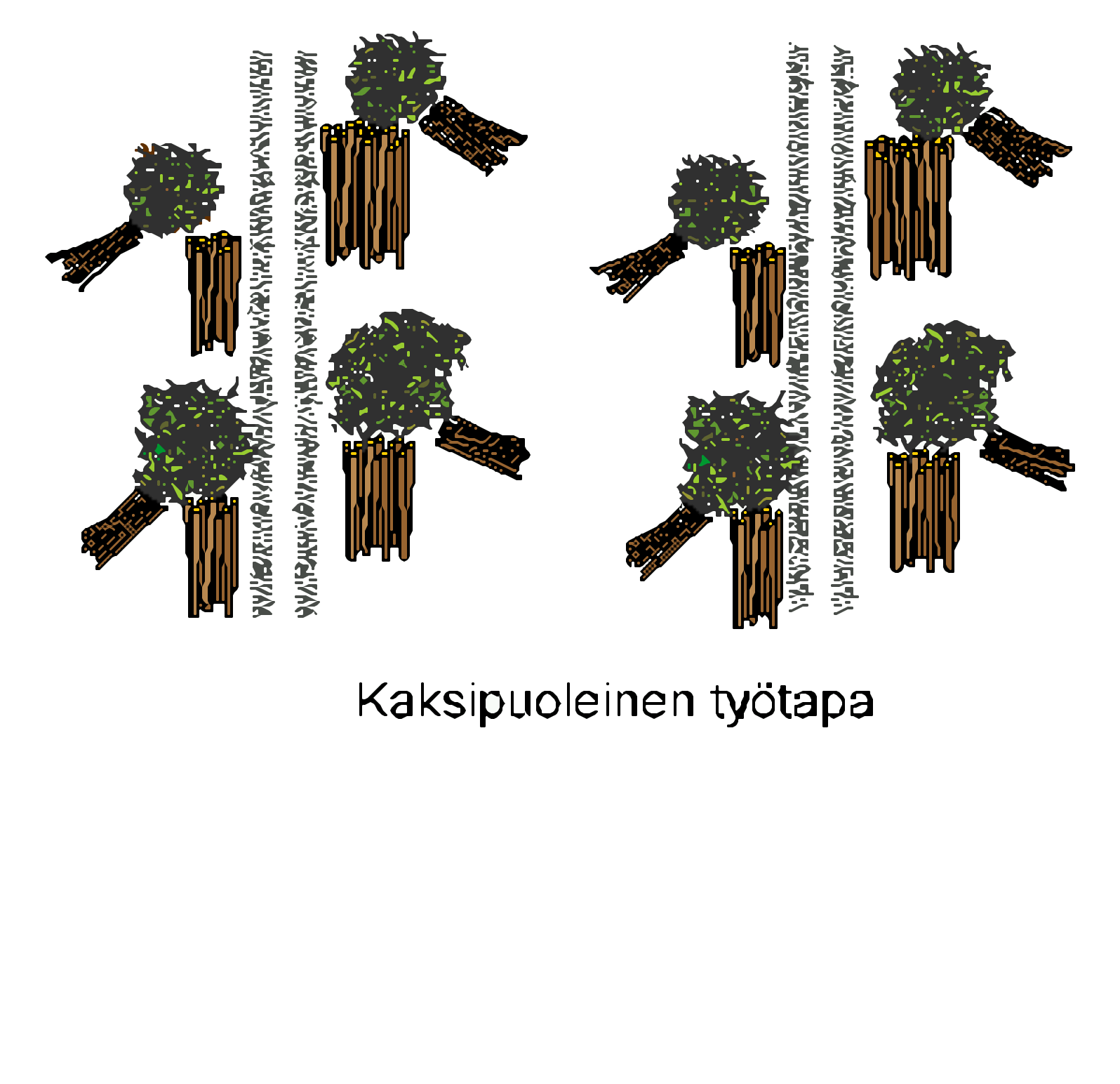 sestä huolimatta hakkuutähdepatja on melko paksu. Tiivistyneenä myös alle 50 cm:n korkuinen hakkuutähdekasa heikentää maanmuokkauksen tulosta.