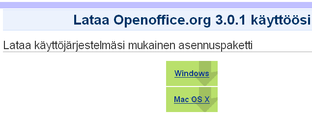 - 15-3 Suomenkielinen perusasennus OpenOffice-versio 3 toimii Windows-alustalla versiosta Windows 2000 alkaen.