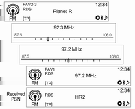 98 Infotainment-järjestelmä Radioaseman automaattihaku DAB-komponentin automaattihaku (vain tyyppi A) Radioasemien haku Paina fseeke-painikkeita hakeaksesi automaattisesti hyvin kuuluvia radioasemia.