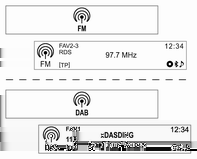 Infotainment-järjestelmä 97 Radio AM-FM radio Ennen AM-FM-radion ja DAB:in käyttöä (vain tyyppi A) Pääpainikkeet/säätimet (10) RADIO BAND-painike Vaihda FM- ja AM-radion tai DAB-toiminnon