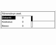 24 Johdanto Basson, keskiäänen ja diskantin asetukset Äänenvoimakkuuden jakaminen eteen ja taakse Paina TONE-painiketta avataksesi äänensävyn