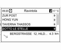 76 Navigointi Lajitteluvalinnat määrittävät, missä järjestyksessä yksittäisten/tuotujen erikoiskohteiden osoitteet näytetään myöhemmin. Valitse haluamasi lajitteluvalinta.