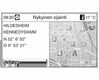 Navigointi 95 Ponnahdustiedot -valinnalla voit valita, näytetäänkö navigoinnin reittiopastustiedot ponnahdusikkunoissa muissa toimintatiloissa (esim. radio).