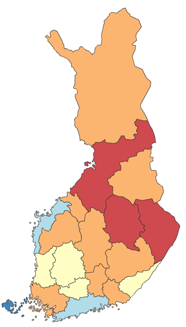 Sairastavuusindeksi maakunnittain 8