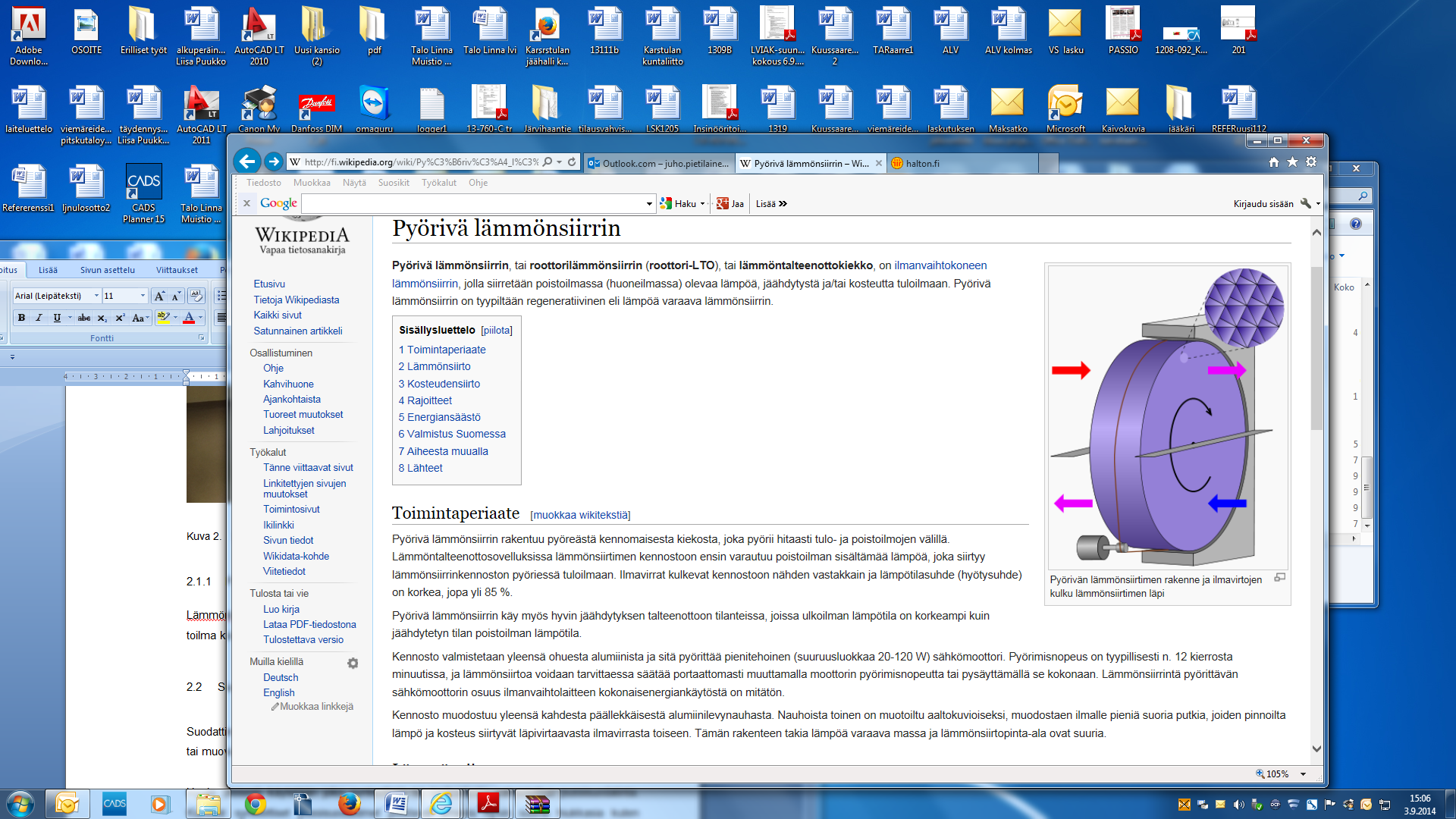 5 Pyörivä lämmöntalteenottolaite Lämmöntalteenottolaite on ilmanvaihtokoneen lämmönsiirrin, jolla siirretään poistoilmakoneesta tuloilmakoneeseen lämpöä ja kosteutta.